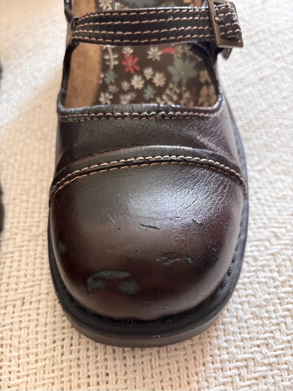 Vintage 90s Y2k Gitano Brown Mary Jane Chunky Heel Loafers Steel Toe Size 9.5M